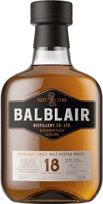 209,95 € Envio grátis | Whisky Single Malt Balblair Reino Unido 18 Anos Garrafa 70 cl