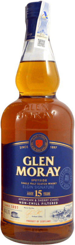 67,95 € Envío gratis | Whisky Single Malt Glen Moray Elgin Signature Reino Unido 15 Años Botella 1 L