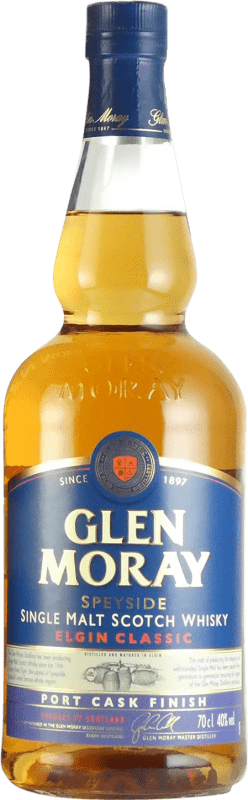 43,95 € Envio grátis | Whisky Single Malt Glen Moray Port Cask Finish — Afinado em Barrica Reino Unido 70 cl