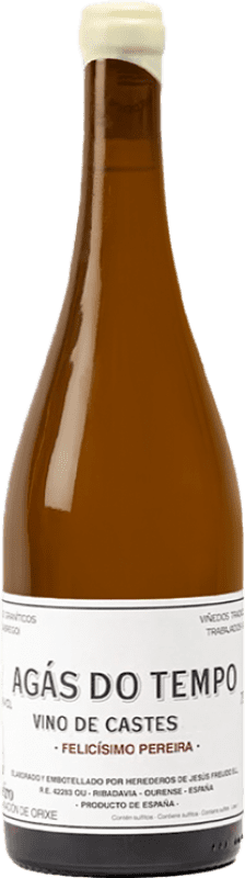 13,95 € Envío gratis | Vino Blanco Herederos de Jesús Freijido. Agas do Tempo Crianza D.O. Ribeiro Galicia España Loureiro, Treixadura, Albariño, Caíño Botella 75 cl