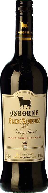 16,95 € Kostenloser Versand | Verstärkter Wein Osborne 1827 PX D.O. Jerez-Xérès-Sherry Andalusien Spanien Pedro Ximénez Flasche 75 cl