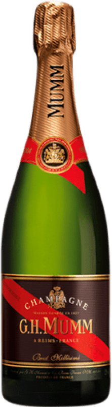 77,95 € Kostenloser Versand | Weißer Sekt G.H. Mumm Brut — Herb Millésimé A.O.C. Champagne Champagner Frankreich Pinot Noir — Spätburgunder, Chardonnay, Pinot Meunier — Schwarzriesling 75 cl