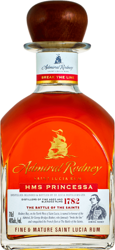 71,95 € Free Shipping | Rum Admiral Rodney Princesa Fine & Matured Saint Lucia 70 cl