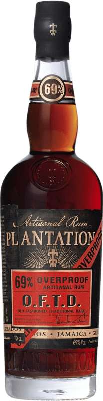 41,95 € 免费送货 | 朗姆酒 Plantation Rum Original Dark Trinidad Extra Añejo O.F.T.D. 69% Overproof 巴巴多斯 瓶子 70 cl