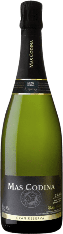 15,95 € 送料無料 | 白のスパークリングワイン Mas Codina Brut Nature — ブリュット・ナチュール グラン・レセルバ D.O. Cava スペイン Pinot Noir — ピノ・ノワール, Macabeo — マカベオ, Xarel·lo — チャレッロ, Chardonnay — シャルドネ 75 cl
