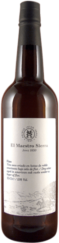 12,95 € Бесплатная доставка | Крепленое вино Maestro Sierra Fino D.O. Jerez-Xérès-Sherry Андалусия Испания Palomino Fino бутылка 75 cl