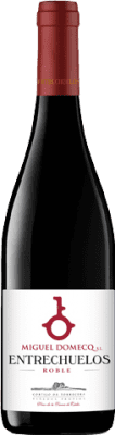 8,95 € 免费送货 | 红酒 Entrechuelos 橡木 I.G.P. Vino de la Tierra de Cádiz 安达卢西亚 西班牙 Tempranillo, Merlot, Syrah, Cabernet Sauvignon 瓶子 75 cl