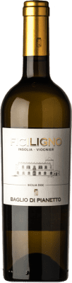 16,95 € Envío gratis | Vino blanco Baglio di Pianetto Bianco Ficiligno D.O.C. Sicilia Sicilia Italia Viognier, Insolia Botella 75 cl
