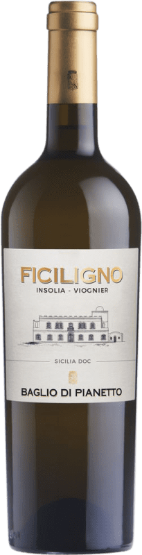 12,95 € Envio grátis | Vinho branco Baglio di Pianetto Bianco Ficiligno D.O.C. Sicilia Sicília Itália Viognier, Insolia Garrafa 75 cl