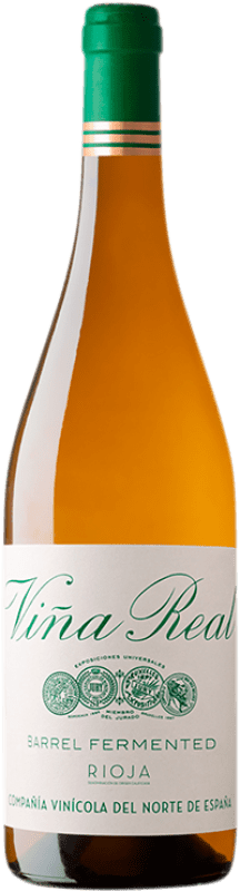 10,95 € Envio grátis | Vinho Branco Viña Real Fermentado en Barrica D.O.Ca. Rioja La Rioja Espanha Viura 75 cl