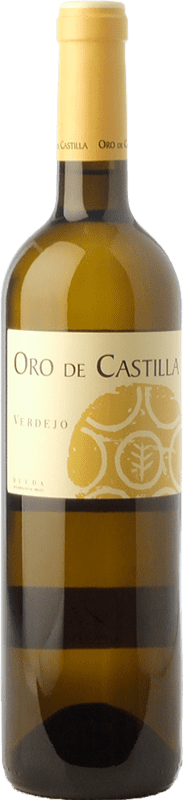 6,95 € Spedizione Gratuita | Vino bianco Hnos. del Villar Oro de Castilla D.O. Rueda Castilla y León Spagna Verdejo Bottiglia 75 cl