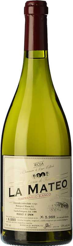 21,95 € Spedizione Gratuita | Vino bianco D. Mateos La Mateo Fermentado en Barrica Crianza D.O.Ca. Rioja La Rioja Spagna Tempranillo Bianco Bottiglia 75 cl