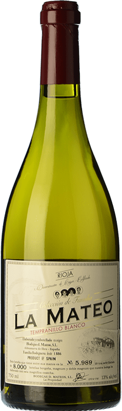 21,95 € Envío gratis | Vino blanco La Mateo Fermentado en Barrica Crianza D.O.Ca. Rioja La Rioja España Tempranillo Blanco Botella 75 cl