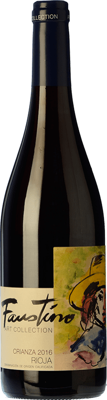 10,95 € Free Shipping | Red wine Faustino Art Collection Crianza D.O.Ca. Rioja The Rioja Spain Tempranillo Bottle 75 cl