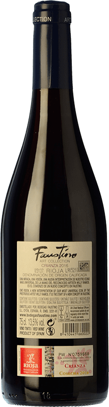 12,95 € Free Shipping | Red wine Faustino Art Collection Crianza D.O.Ca. Rioja The Rioja Spain Tempranillo Bottle 75 cl