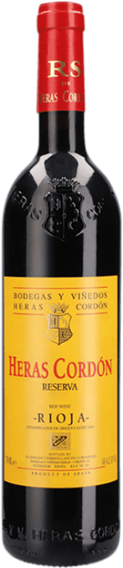 22,95 € 免费送货 | 红酒 Heras Cordón 预订 D.O.Ca. Rioja 拉里奥哈 西班牙 Tempranillo, Graciano, Mazuelo 瓶子 75 cl