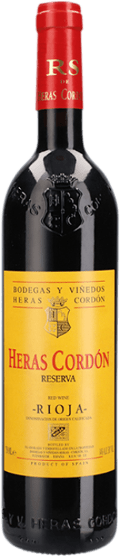 21,95 € Envoi gratuit | Vin rouge Heras Cordón Réserve D.O.Ca. Rioja La Rioja Espagne Tempranillo, Graciano, Mazuelo Bouteille 75 cl
