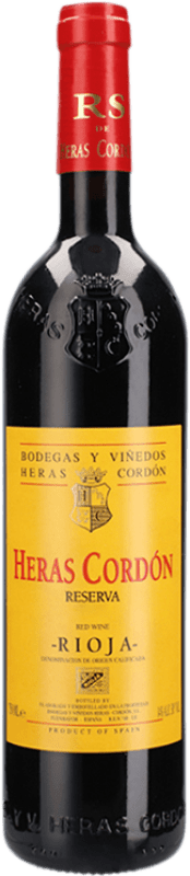 17,95 € Spedizione Gratuita | Vino Rosso Heras Cordón Riserva D.O.Ca. Rioja La Rioja Spagna Tempranillo, Graciano, Mazuelo 75 cl