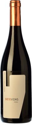 18,95 € Free Shipping | Red wine Vidas Siete Oak D.O.P. Vino de Calidad de Cangas Principality of Asturias Spain Verdejo Black, Carrasquín, Albarín Black Bottle 75 cl