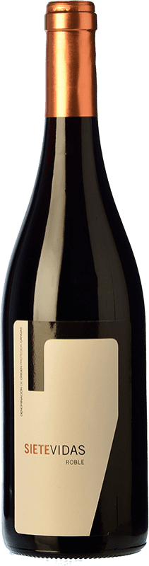 18,95 € Free Shipping | Red wine Vidas Siete Vidas Roble D.O.P. Vino de Calidad de Cangas Principality of Asturias Spain Verdejo Black, Carrasquín, Albarín Black Bottle 75 cl