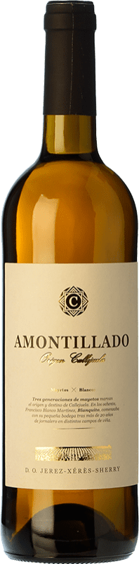 27,95 € Envio grátis | Vinho fortificado Callejuela Amontillado Origen D.O. Manzanilla-Sanlúcar de Barrameda Sanlúcar de Barrameda Espanha Palomino Fino Garrafa 75 cl