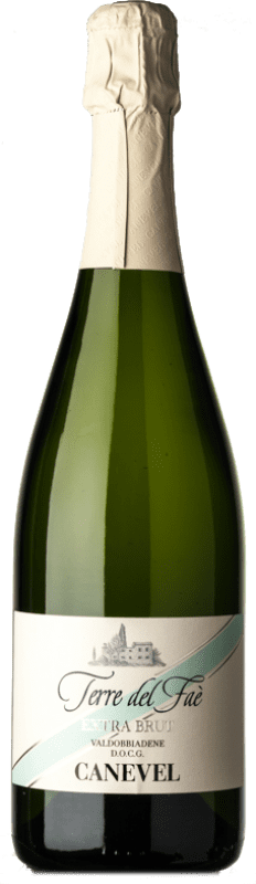 13,95 € Бесплатная доставка | Белое игристое вино Canevel Terre del Faè Extra Brut — Экстра Брют D.O.C.G. Prosecco di Conegliano-Valdobbiadene Венето Италия Glera — Глера Бутылка 75 cl