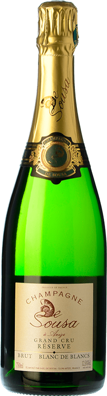 57,95 € 免费送货 | 白起泡酒 De Sousa Brut — 起泡酒 干型 Grand Cru, Blanc de Blancs 珍藏 A.O.C. Champagne 香槟酒 法国 Chardonnay — 莎当妮 Eco — 生态 有机 天然 75 cl