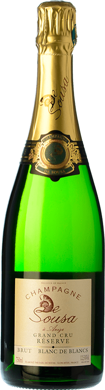 69,95 € Kostenloser Versand | Weißer Sekt De Sousa Blanc de Blancs Grand Cru Brut Reserve A.O.C. Champagne Champagner Frankreich Chardonnay Flasche 75 cl