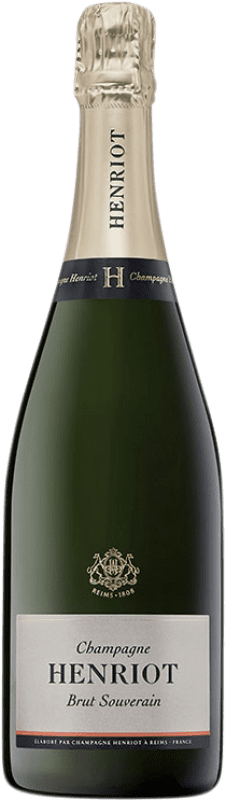 58,95 € 免费送货 | 白起泡酒 Henriot Souverain 香槟 A.O.C. Champagne 香槟酒 法国 Pinot Black, Chardonnay, Pinot Meunier 瓶子 75 cl