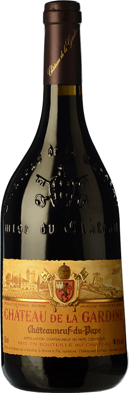 51,95 € Envío gratis | Vino tinto Château de La Gardine Tradition Crianza A.O.C. Châteauneuf-du-Pape Rhône Francia Syrah, Garnacha, Mourvèdre Botella 75 cl
