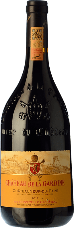 44,95 € Envío gratis | Vino tinto Château de La Gardine Joven A.O.C. Châteauneuf-du-Pape Rhône Francia Syrah, Garnacha, Mourvèdre Botella 75 cl