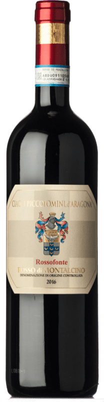 27,95 € Free Shipping | Red wine Piccolomini d'Aragona Rossofonte D.O.C. Rosso di Montalcino Tuscany Italy Sangiovese Bottle 75 cl