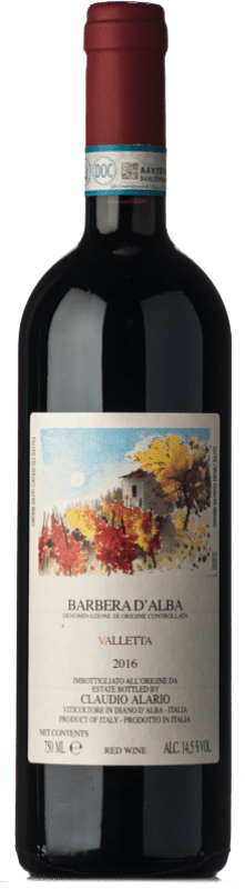 24,95 € Envío gratis | Vino tinto Claudio Alario Valletta D.O.C. Barbera d'Alba Piemonte Italia Barbera Botella 75 cl