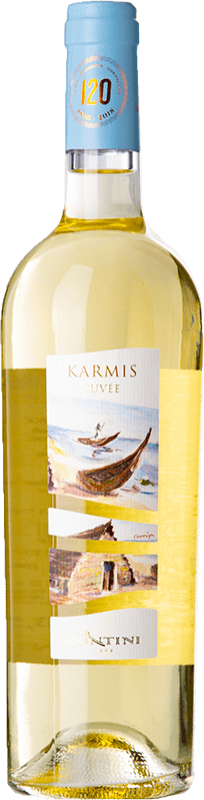 16,95 € Kostenloser Versand | Weißwein Contini Cuvée Karmis I.G.T. Tharros Sardegna Italien Vermentino, Vernaccia Flasche 75 cl