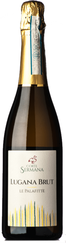 25,95 € Kostenloser Versand | Weißer Sekt Corte Sermana Le Palafitte Brut — Herb D.O.C. Lugana Venetien Italien Trebbiano Flasche 75 cl