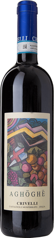 39,95 € Free Shipping | Red wine Crivelli Rosso Agoghé D.O.C. Monferrato Piemonte Italy Syrah, Ruchè Bottle 75 cl