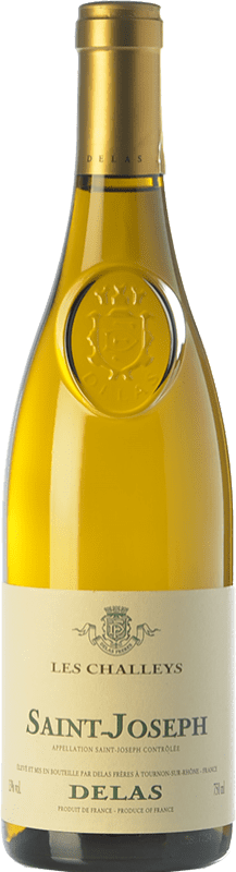 35,95 € Envío gratis | Vino blanco Delas Frères Les Challeys Blanc A.O.C. Saint-Joseph Rhône Francia Roussanne, Marsanne Botella 75 cl