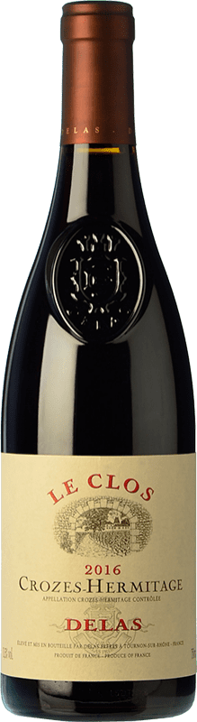 43,95 € Envío gratis | Vino tinto Delas Frères Le Clos Crianza A.O.C. Crozes-Hermitage Rhône Francia Syrah Botella 75 cl