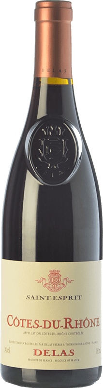 12,95 € Envio grátis | Vinho Tinto Delas Frères Saint Esprit Carvalho A.O.C. Côtes du Rhône Rhône França Syrah, Garnacha — Grenache 75 cl