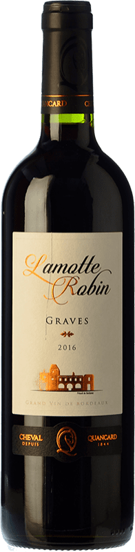 10,95 € Spedizione Gratuita | Vino Rosso Domaine Quancard Lamotte Robin Crianza — Invecchiato in Botte A.O.C. Graves bordò Francia Merlot, Cabernet Sauvignon, Cabernet Franc 75 cl