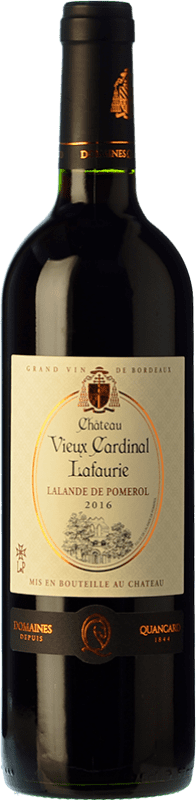 24,95 € 免费送货 | 红酒 Domaine Quancard Château Vieux Cardinal Lafaurie 岁 A.O.C. Lalande-de-Pomerol 波尔多 法国 Merlot, Cabernet Sauvignon, Cabernet Franc 瓶子 75 cl