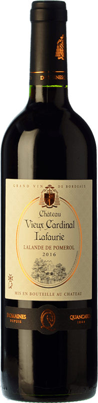 22,95 € Envío gratis | Vino tinto Quancard Château Vieux Cardinal Lafaurie Crianza A.O.C. Lalande-de-Pomerol Burdeos Francia Merlot, Cabernet Sauvignon, Cabernet Franc Botella 75 cl