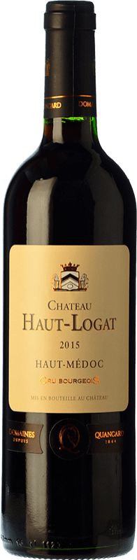 19,95 € Kostenloser Versand | Rotwein Domaine Quancard Château Haut Logat Cru Bourgeois Crianza — Kurze Fassreifung A.O.C. Haut-Médoc Bordeaux Frankreich Merlot, Cabernet Sauvignon, Cabernet Franc Flasche 75 cl