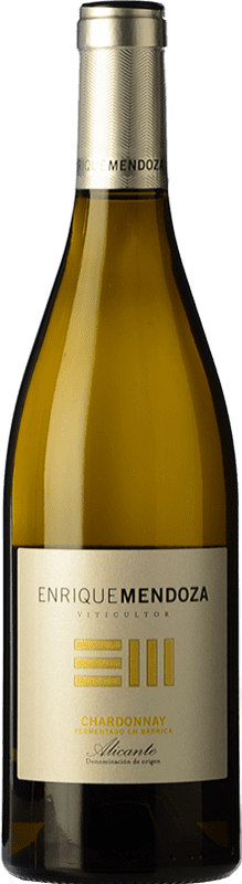 16,95 € Envio grátis | Vinho branco Enrique Mendoza Fermentado en Barrica Crianza D.O. Alicante Comunidade Valenciana Espanha Chardonnay Garrafa 75 cl