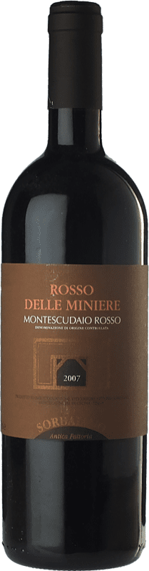 29,95 € Free Shipping | Red wine Sorbaiano Rosso delle Miniere D.O.C. Montescudaio Tuscany Italy Sangiovese, Cabernet Franc, Malvasia Black Bottle 75 cl