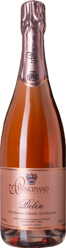 16,95 € Free Shipping | Rosé Sparkling Wine Ferdinando Principiano Belen Extra Brut Rosé D.O.C. Piedmont Piemonte Italy Barbera Bottle 75 cl