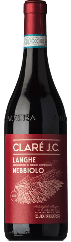 18,95 € 免费送货 | 红酒 G.D. Vajra Claré J.C. D.O.C. Langhe 皮埃蒙特 意大利 Nebbiolo 瓶子 75 cl