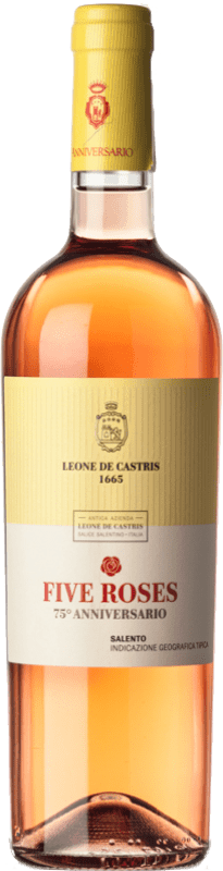 16,95 € 免费送货 | 玫瑰酒 Leone De Castris Five Roses Anniversario 年轻的 I.G.T. Salento 普利亚大区 意大利 Malvasia Black, Negroamaro 瓶子 75 cl
