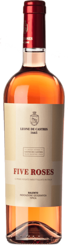 13,95 € 免费送货 | 玫瑰酒 Leone De Castris Rosato Five Roses I.G.T. Salento 普利亚大区 意大利 Malvasia Black, Negroamaro 瓶子 75 cl