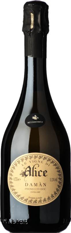 16,95 € Spedizione Gratuita | Spumante bianco Le Vigne di Alice Extradry Damàn Extra Secco D.O.C. Prosecco Veneto Italia Glera, Bianchetta, Verdiso Bottiglia 75 cl